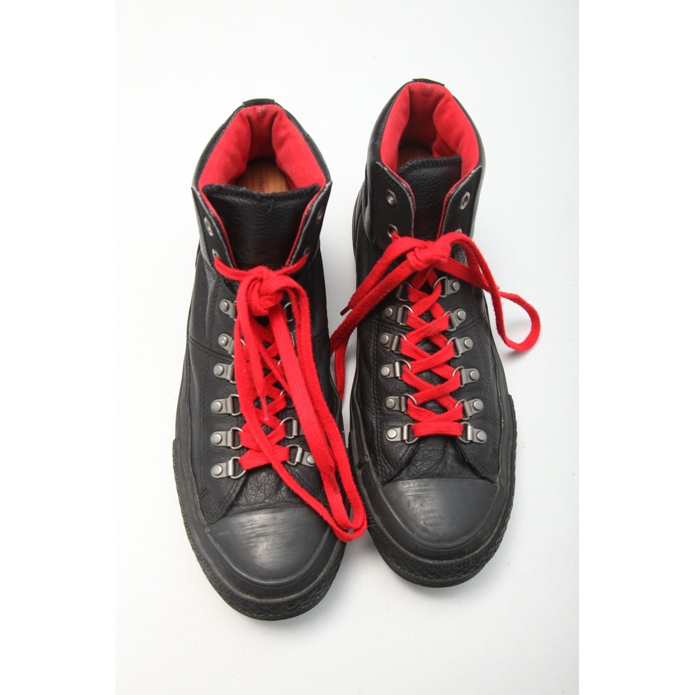 Converse Chuck Taylor Street Hiker Black Leather Red Laces High Top Boots Men 11 - Picture 2 of 13
